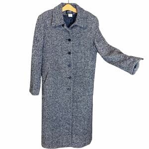 Vintage Levine Classics Gray Wool Blend Tweed Long Coat Size 14 Fully Lined